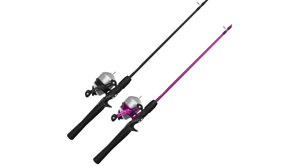 Zebco 33 Spincast Reel and Rod Combos, 2-Pack, 5ft 6in 2-PC Fiberglass Rods w/ EVA Handle, QuickSet Anti-Reverse Reels w/ Bite Alert, 1-Pink, 1-Black, 33NHH.BP4