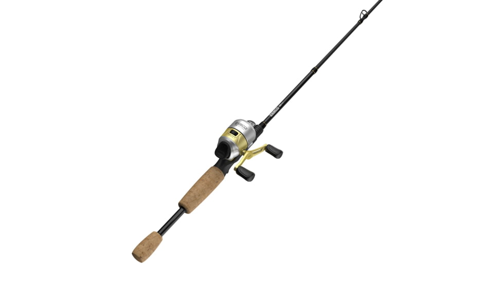 Zebco 33 Gold Micro Spincast Reel and Rod Combo, 5ft 2-PC Fiberglass Rod w/ Cork Handle, Instant Anti-Reverse Reel, Silver/Gold, 33MCG502ULA.NS4