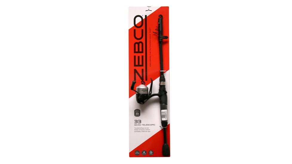 Zebco 33 Micro Triggerspin Spincast Reel and Telescopic Rod Combo, Extendable 19in to 5ft Telescopic Pole, QuickSet Anti-Reverse Reel w/ Bite Alert, Silver/Black, 33MTN505ULTEL.FB4