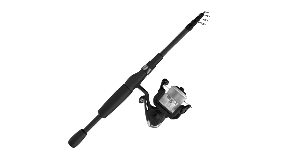 Zebco 33 Spinning Reel and Telescopic Rod Combo, Extendable 20in to 6ft Fiberglass Pole, EVA Rod Handle, SZ 20 Reel, Aluminum Spool, QuickSet Anti-Reverse, Silver/Black, 33SP605MTELA.FB4