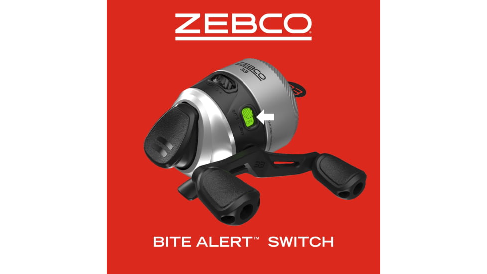 Zebco 33 Pistol Spincast Reel and Rod Combo, 5ft 6in 2-PC Fiberglass Rod w/ EVA Handle, QuickSet Anti-Reverse Reel w/ Bite Alert, Silver, 33562PMA.NS4