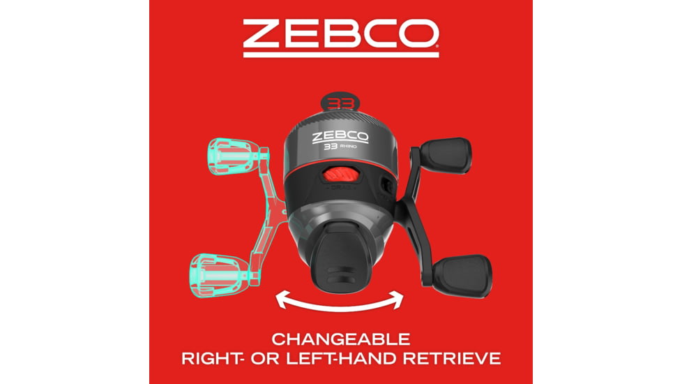 Zebco 33 Rhino Spincast Reel and Rod Combo, 6ft 2-PC E-Glass Rod w/ ComfortGrip Handle, QuickSet Anti-Reverse Reel w/ Bite Alert, Gray/Black, ZR33602MA.NS3