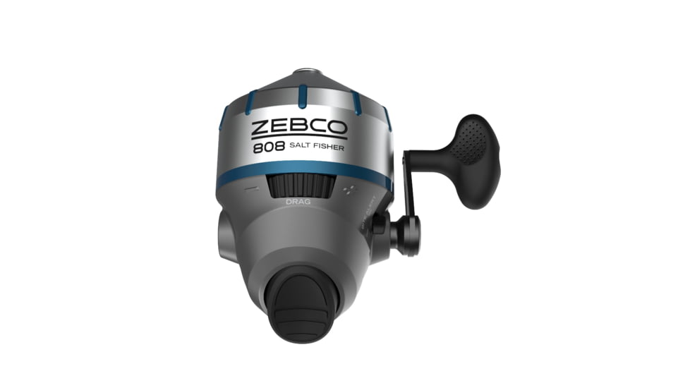 Zebco 808 Saltfisher Spincast Reel, SZ 80 Reel, Changeable Righ/Left Retrieve, Pre-Spooled w/ 20lb Zebco Fishing Line, Stainless Steel Ball Bearing Drive, Silver, 808JSF.BX3