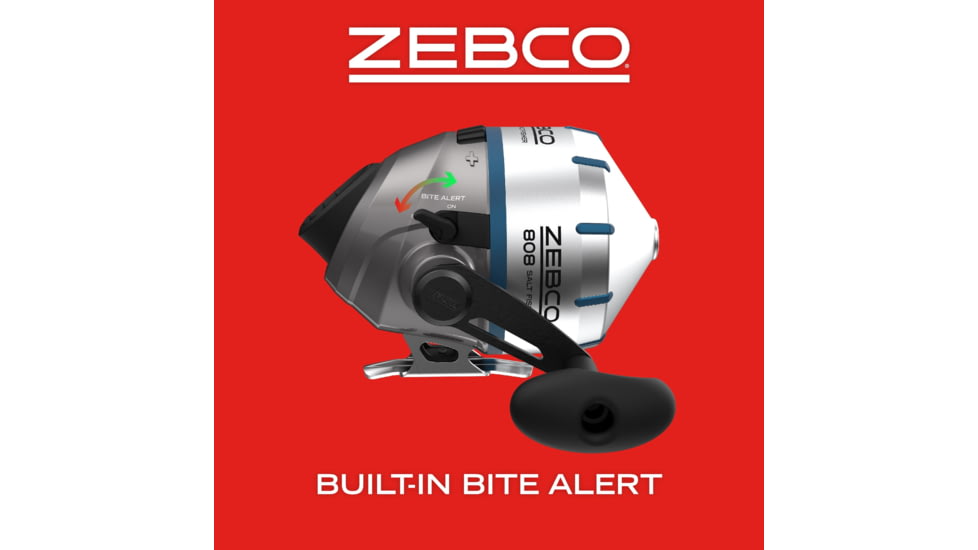 Zebco 808 Saltfisher Spincast Reel, SZ 80 Reel, Changeable Righ/Left Retrieve, Pre-Spooled w/ 20lb Zebco Fishing Line, Stainless Steel Ball Bearing Drive, Silver, 808JSF.BX3