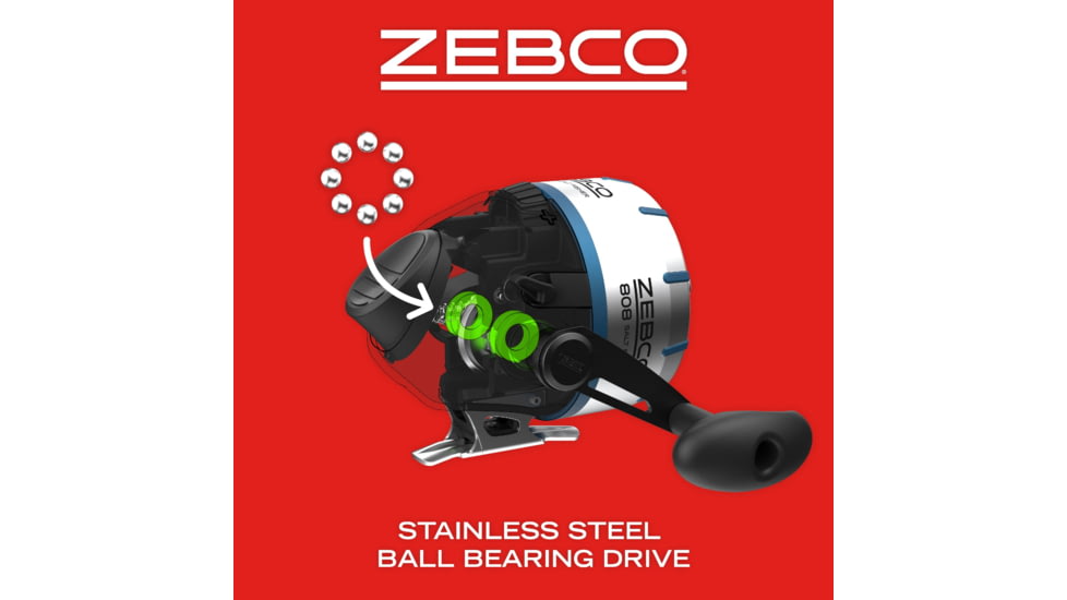 Zebco 808 Saltfisher Spincast Reel, SZ 80 Reel, Changeable Righ/Left Retrieve, Pre-Spooled w/ 20lb Zebco Fishing Line, Stainless Steel Ball Bearing Drive, Silver, 808JSF.BX3