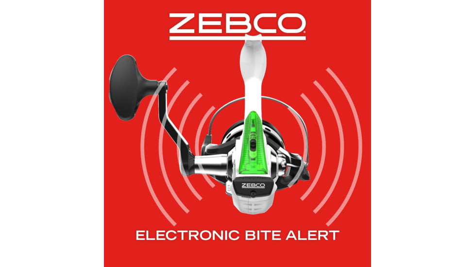 Zebco Bite Alert Spinning Reel and Rod Combo, 7ft 2-PC Fiberglass Pole, Extended EVA Handle, SZ 60 Reel, Pre-Spooled w/ 20lb Zebco Line, 4.9-1 Ratio, Black/White, BA60702MHA.NS3