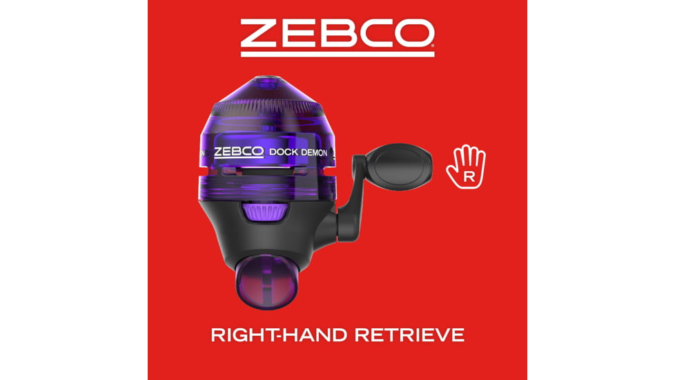 Zebco Dock Demon Spincast Reel and Rod Combo, 30in 1-PC Fiberglass Pole w/ EVA Handle, QuickSet Anti-Reverse Reel, Pre-Spooled w/ 6lb Zebco Line, Purple, DOCKPRSC301M.FB6