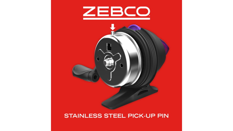 Zebco Dock Demon Spincast Reel and Rod Combo, 30in 1-PC Fiberglass Pole w/ EVA Handle, QuickSet Anti-Reverse Reel, Pre-Spooled w/ 6lb Zebco Line, Purple, DOCKPRSC301M.FB6