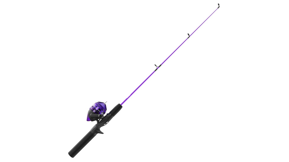 Zebco Dock Demon Spincast Reel and Rod Combo, 30in 1-PC Fiberglass Pole w/ EVA Handle, QuickSet Anti-Reverse Reel, Pre-Spooled w/ 6lb Zebco Line, Purple, DOCKPRSC301M.FB6