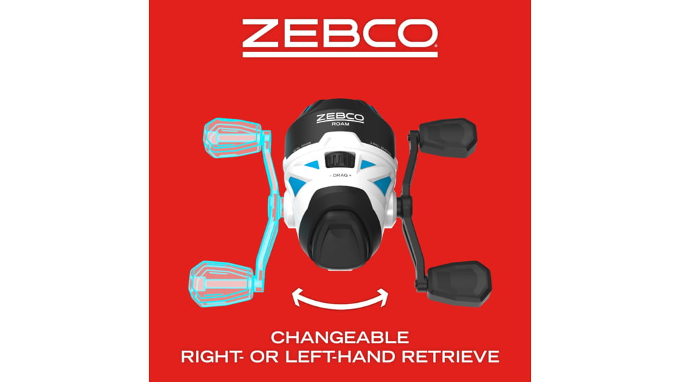 Zebco Roam Spincast Reel and Rod Combo, 6ft 2-PC Fiberglass Pole w/ ComfortGrip Handle, QuickSet Anti-Reverse Reel, Pre-Spooled w/ 10lb Zebco Line, Blue, ROAMBLSC602M.NS3