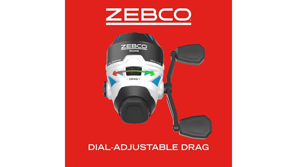 Zebco Roam Spincast Reel and Rod Combo, 6ft 2-PC Fiberglass Pole w/ ComfortGrip Handle, QuickSet Anti-Reverse Reel, Pre-Spooled w/ 10lb Zebco Line, Blue, ROAMBLSC602M.NS3
