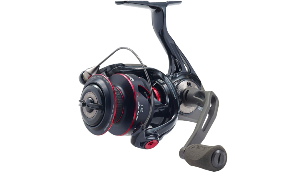 Quantum Smoke Spinning Reel, SZ 30 Reel, Changeable Righ/Left Retrieve, Continuous Anti-Reverse Clutch w/ NiTi Indestructible Bail, SCR Alloy Frame, 6.0-1 Ratio, Black, SM30XPT.BX2