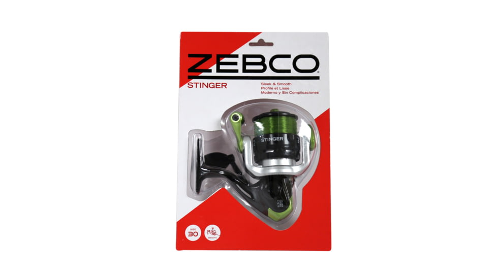 Zebco Stinger Spinning Reel, SZ 30 Changeable Righ/Left Retrieve, All-Metal Gears, Ball Bearing System, Pre-Spooled w/ 10lb Zebco Line, Silver/Black, Clam Pack, SSP30A.CP3