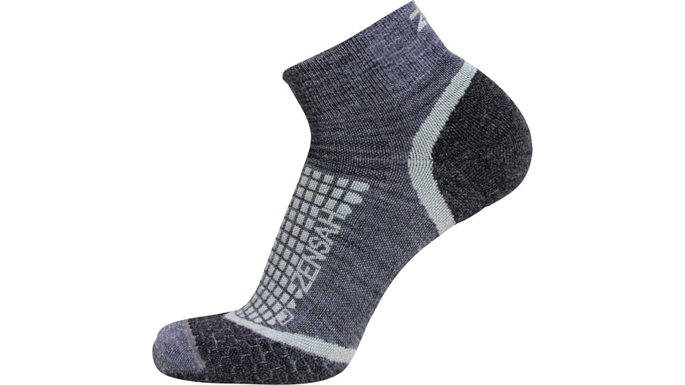 Zensah Grit Run Sock Qtr Grey Large 8564-251-05