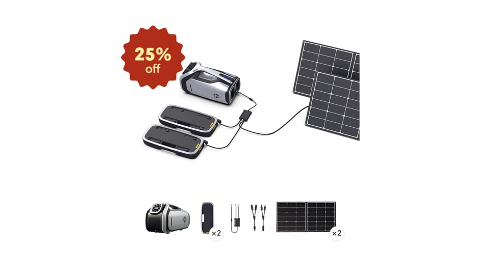 Zero BreezeR Mark 2 Combo 2 Batteries &amp; Solar Panels*2, cooling-off-grid-solar-supply-bundle