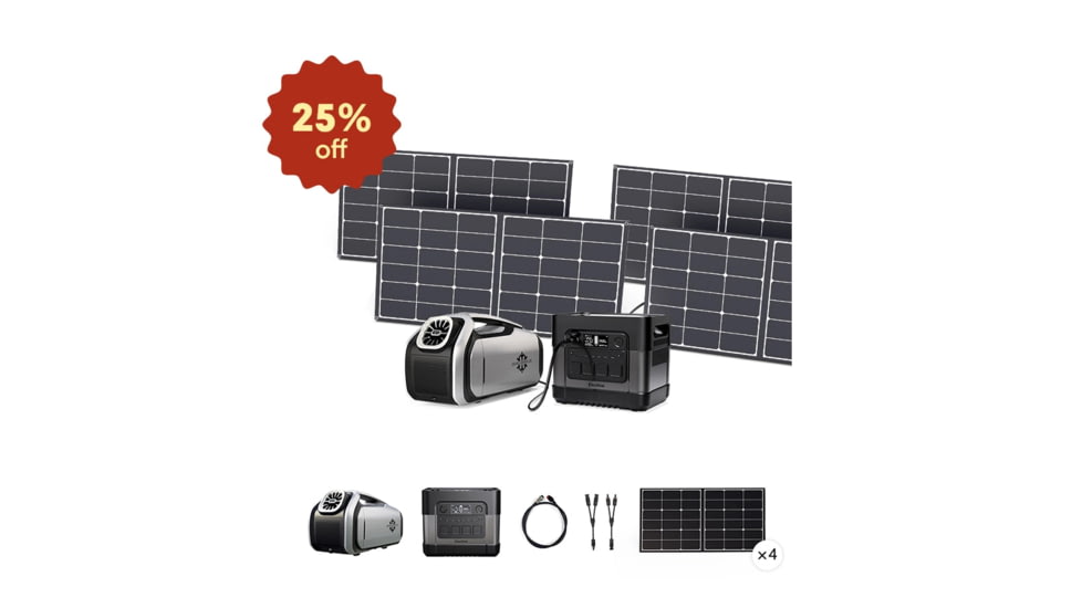 Zero BreezeR Mark 2 Combo ElecHive &amp; Solar Panels*4, cooling-off-grid-power-supply-bundle