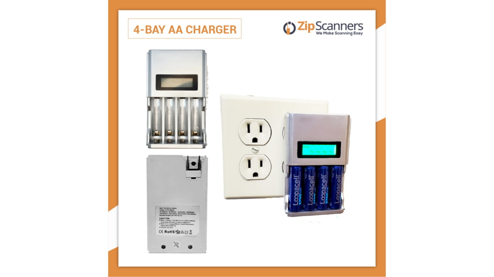 Zip Scanners 4 Bay AA Battery Charger, EBL-NQ005