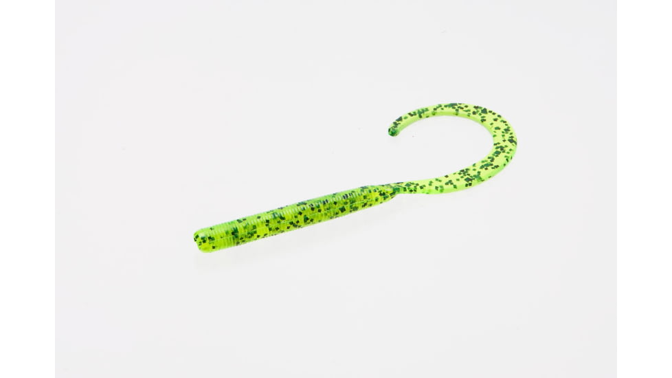 Zoom Curly Tail Finesse Worm, 4in, 20Pk, Chartreuse Pepper, 010009-SP