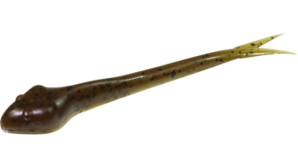 Zoom Fluke Tail Goby Dropshot Bait, 15 Pack, 4.25in, Green Pumpkin, 110025X