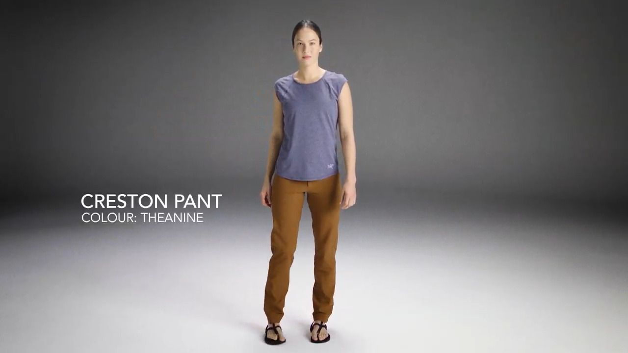 opplanet arcteryx womens creston pant theanine video