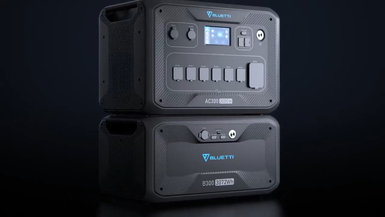 opplanet bluetti ac300 b300 modular solar power station video