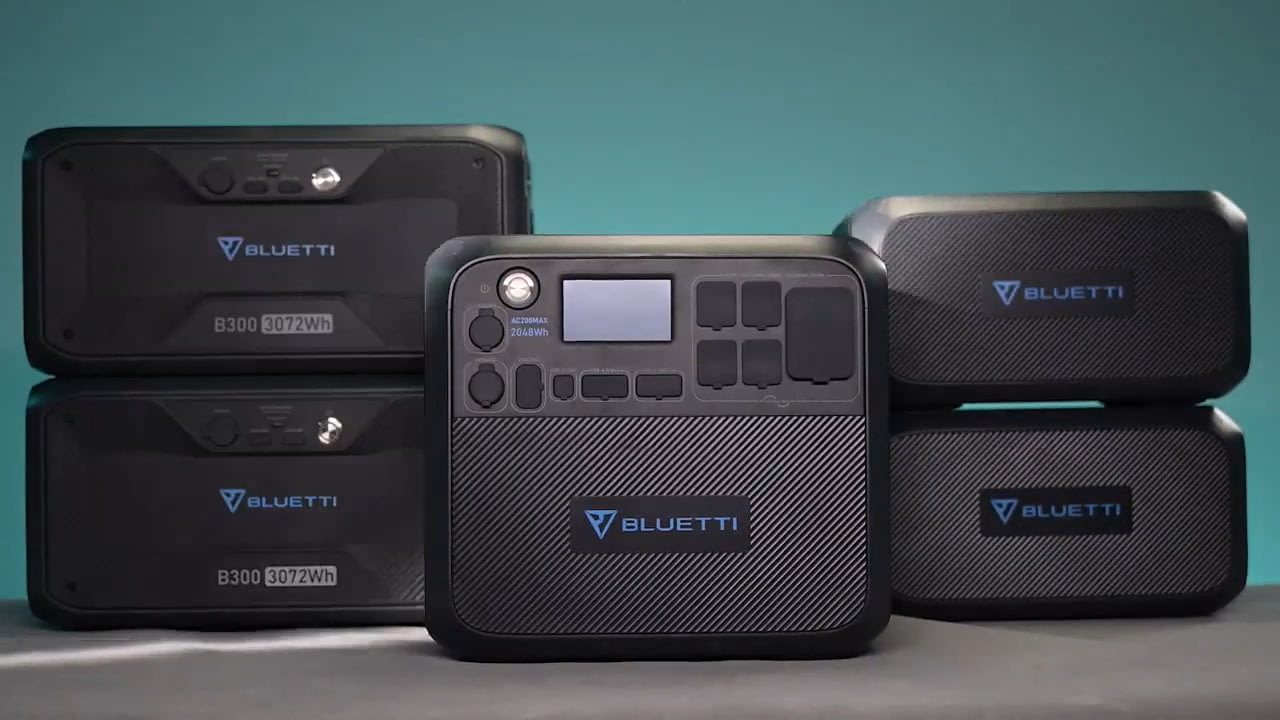 opplanet bluetti battery expansion how to connect ac200max with either b230 or b300 battery modules video