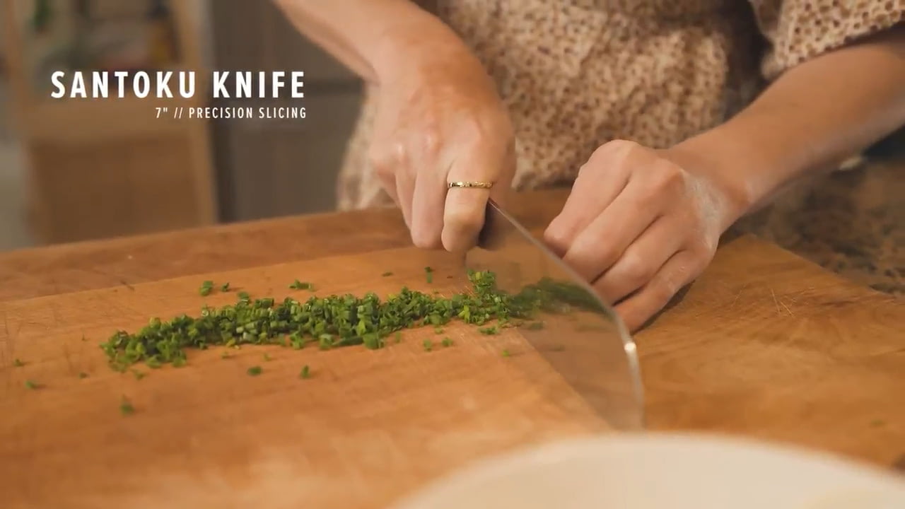 opplanet bubba blade kitchen series 7 santoku knife video