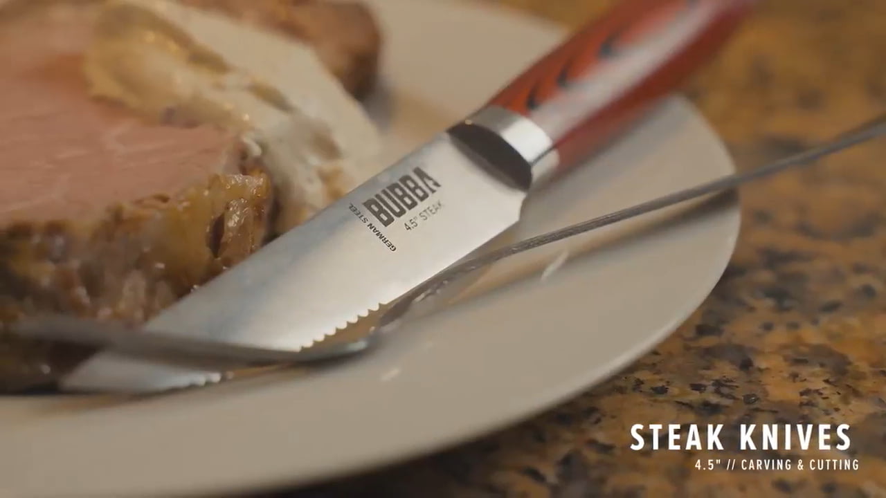 opplanet bubba blade kitchen series steak knife set video