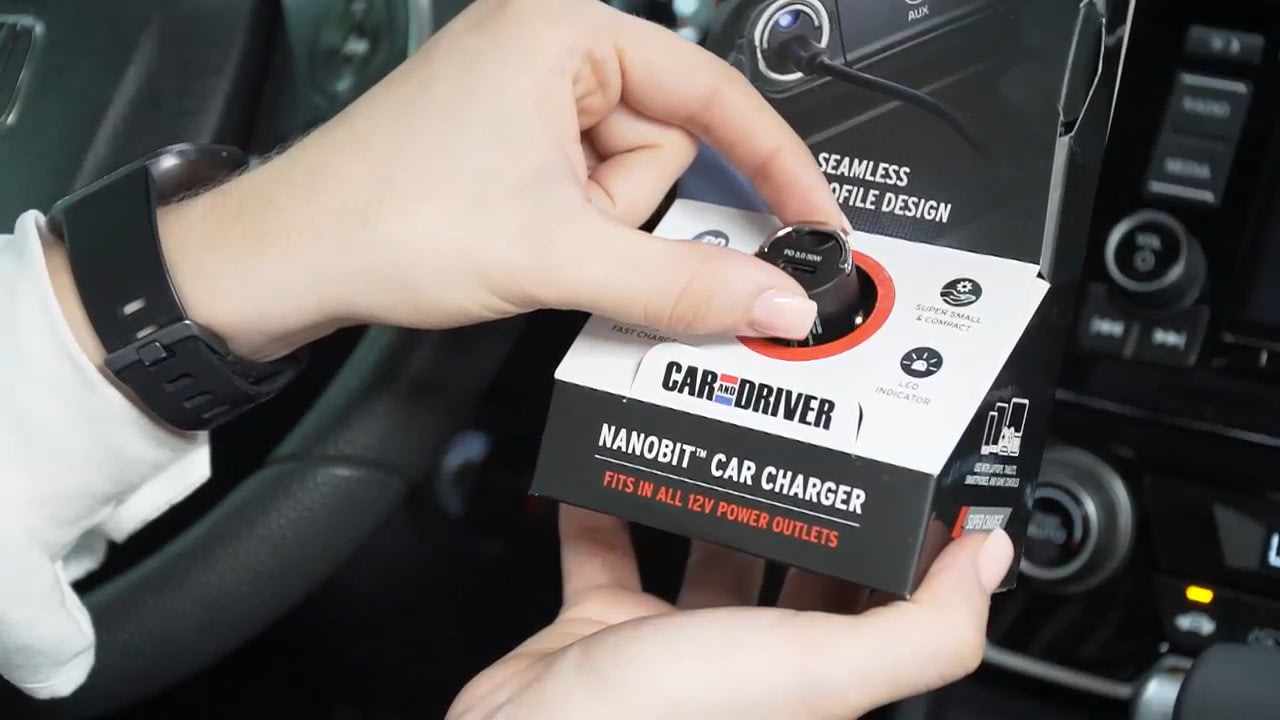 opplanet car and driver nanobit mini 30w power delivery usb c car charger video