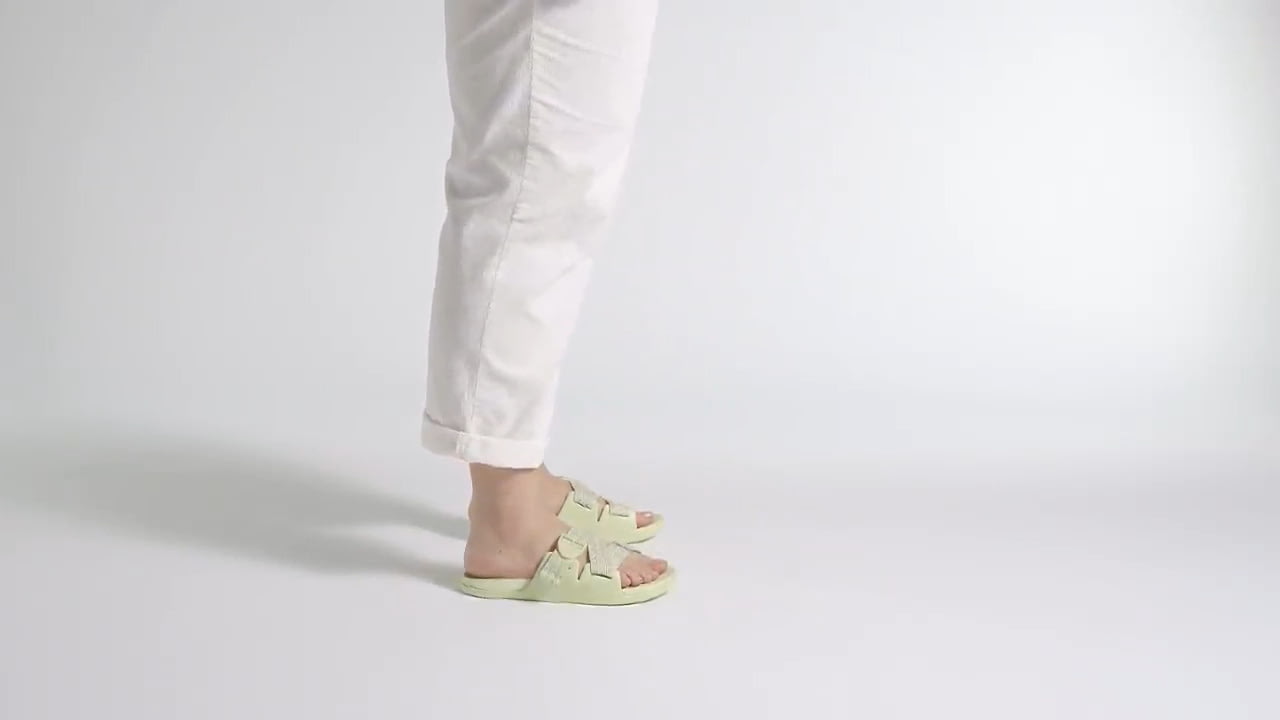 opplanet chaco chillos womens slide pierce pale green video