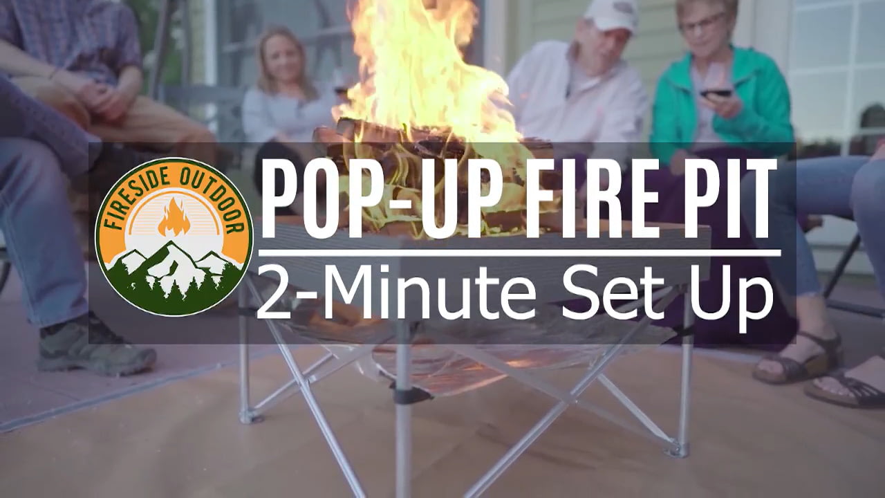 opplanet fireside outdoor pop up fire pit assembly care and maintenance video
