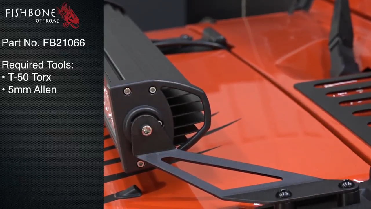 opplanet fishbone offroad fb21066 jk wrangler hood light bar mount installation guide video