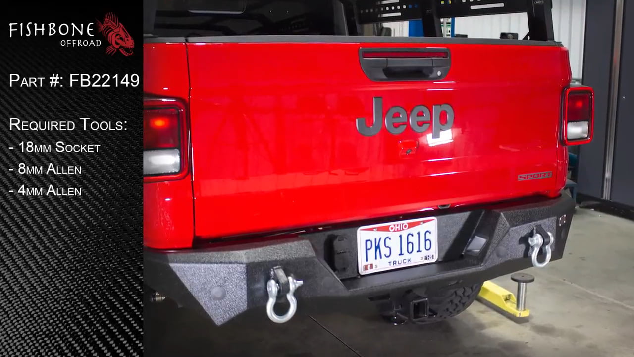 opplanet fishbone offroad fb22149 gladiator mako rear bumper installation guide video