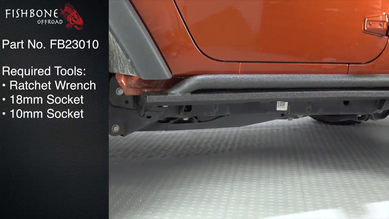 opplanet fishbone offroad fb23010 and fb23011 jk wrangler rubicon rock slider installation guide video