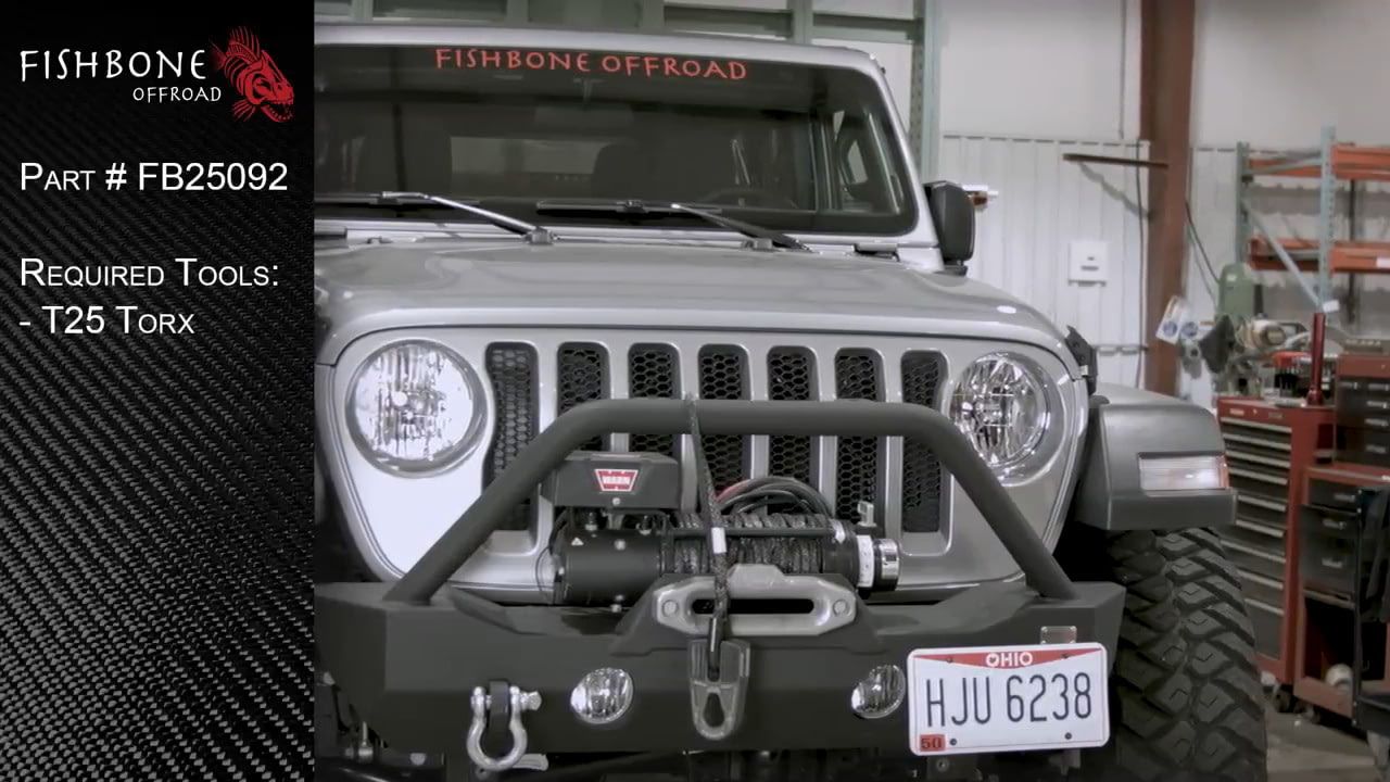 opplanet fishbone offroad fb25092 jl front roll bar flashlight mount installation guide video