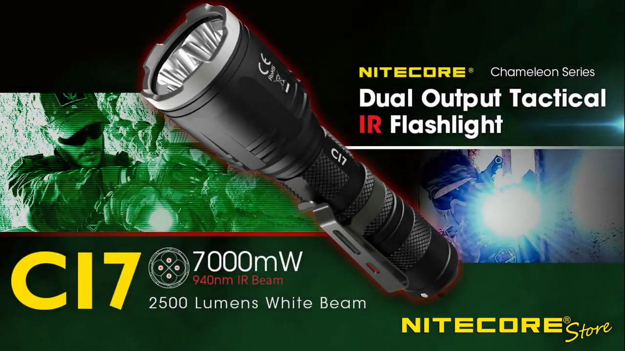 opplanet nitecore ci7 2500 lumen white and infrared ir led flashlight video