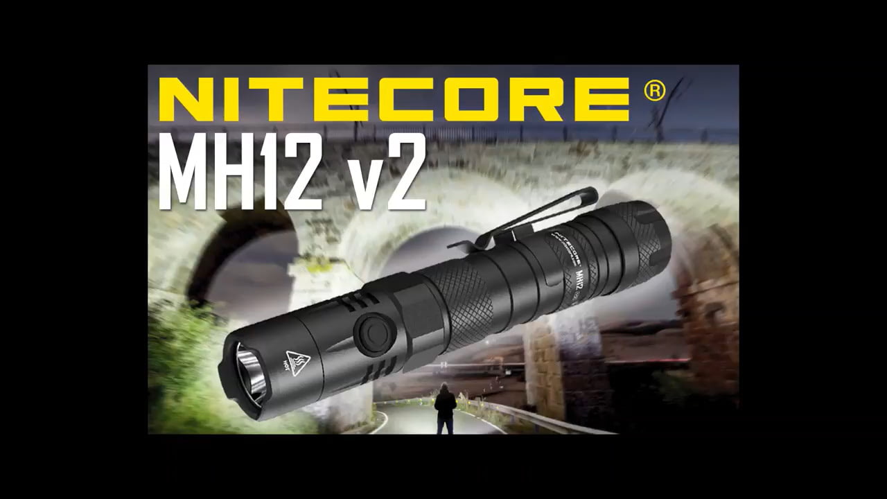 opplanet nitecore mh12 v2 1200 lumen usb c rechargeable flashlight with 5000mah battery video