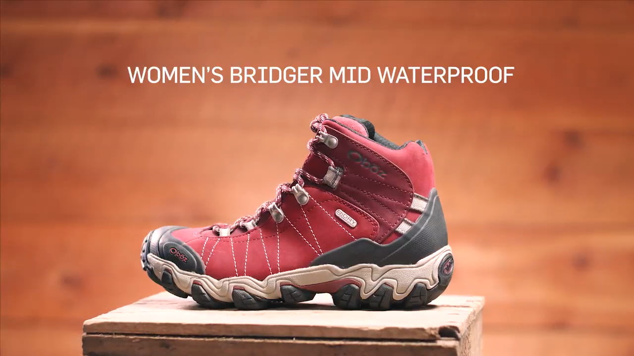 opplanet oboz bridger mid b dry womens hiking shoes video
