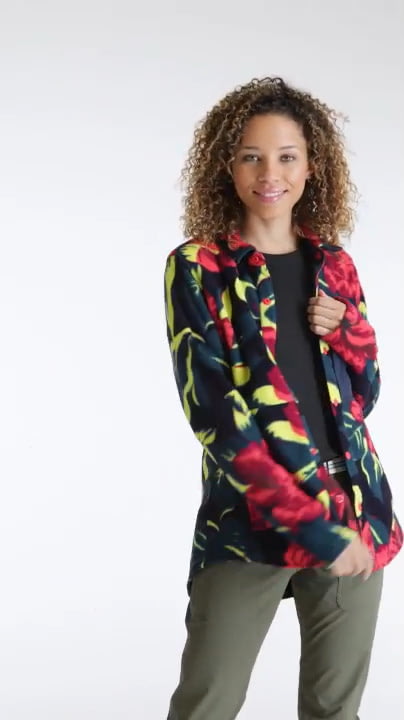 opplanet opplane burton womens hearth snap up fleece hibiscus pink oversized floral video