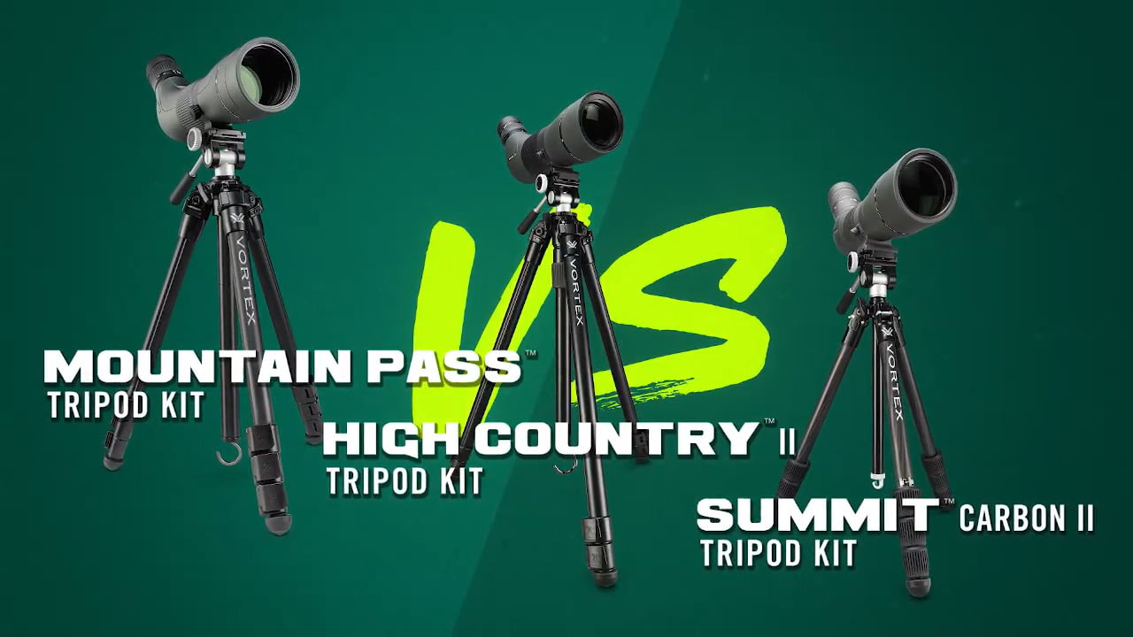 thumbnail image 2 of Vortex Optics Mountain Pass Tripod Kit – Lightweight Aluminum 2-Way Pan Head, Supports 22 Lbs 2 of 6