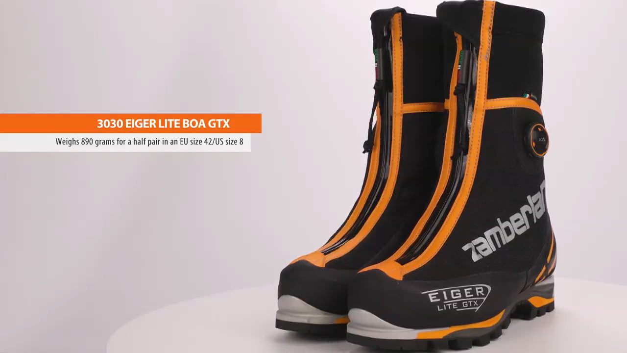 opplanet zamberlan 3030 eiger lite gtx rr boa mountaineering ice climbing boots video