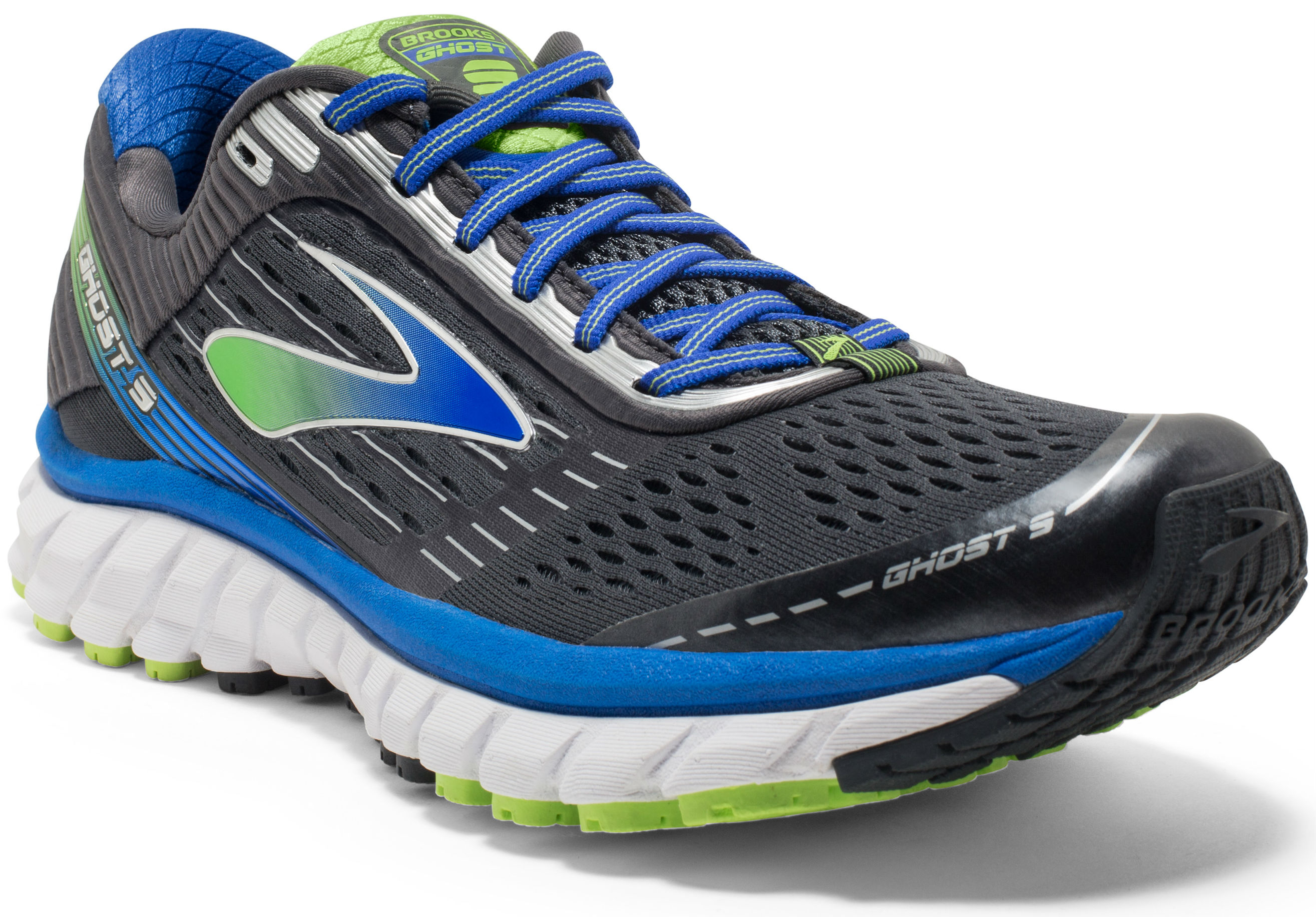 Brooks Ghost 9 Mens Running Shoes 11 Ebony Blue Lime 1102331D060 Sneakers SHOE UPDATE: Brooks Ghost 11 Cushioned Running Shoe  main image 4