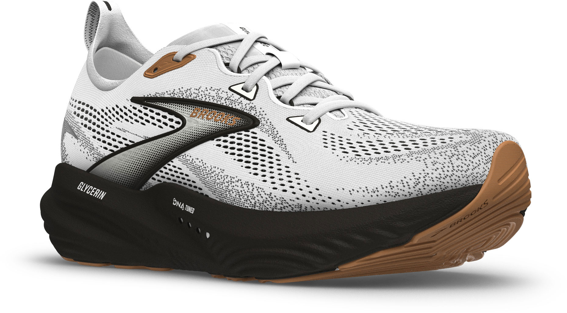 Brooks Glycerin 22 Running Shoes Mens Size 12 White Black DNA TUNED 1104451D135 White Brooks Mens Glycerin Stealthfit 22 Running Shoe | Rack  main image 4