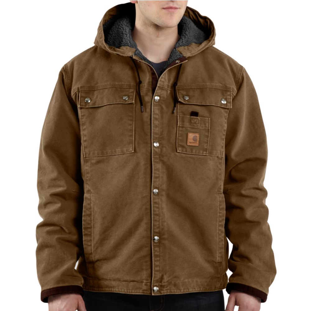 Carhartt ブラウン ジャケット Carhartt Sandstone Hooded Multi Pocket Jacket - Mens — CampSaver