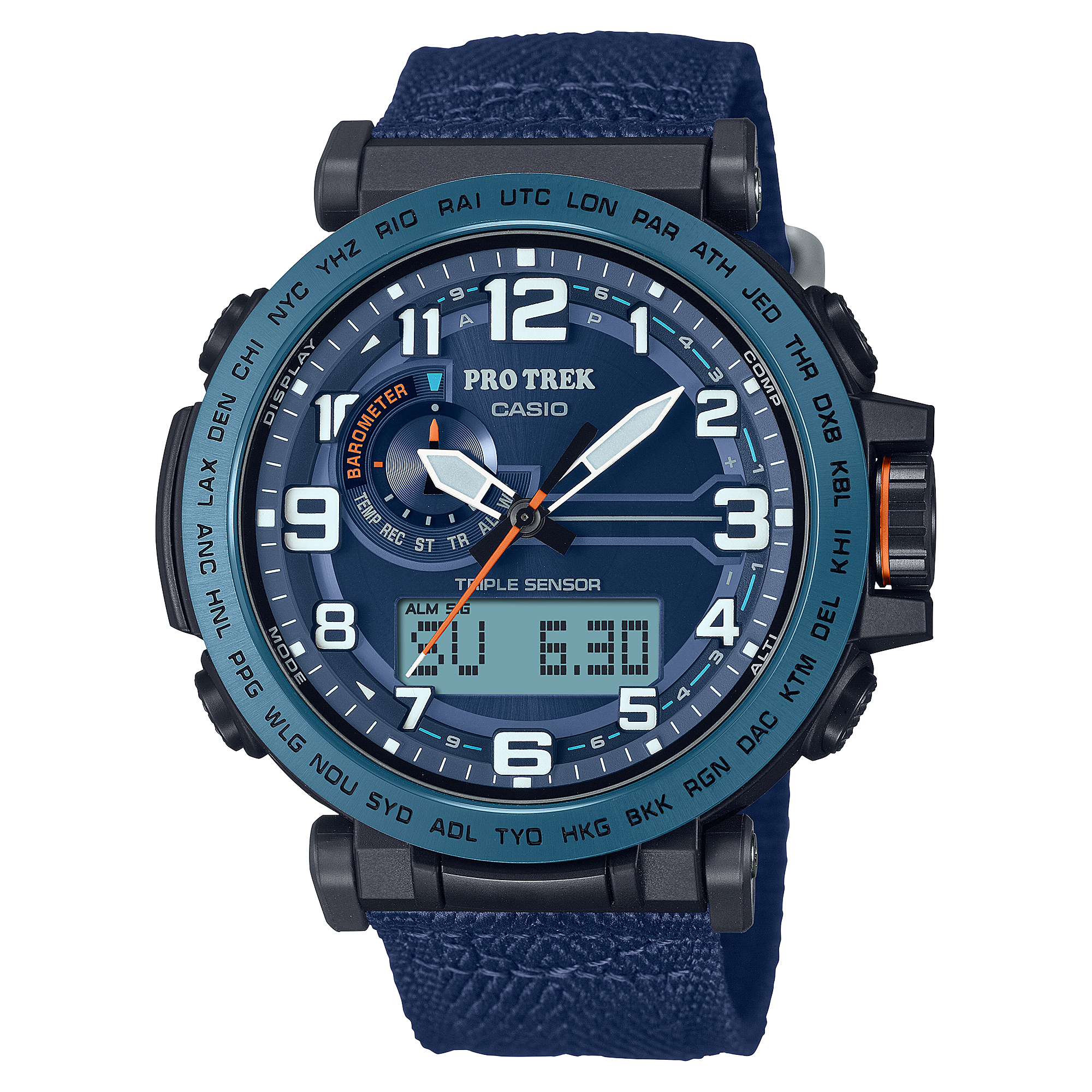 【稼働】CASIO PROTREK TOUGH SOLAR ネイビー メンズ Casio PRO TREK Tough Solar Triple Sensor Watch - Men's — CampSaver
