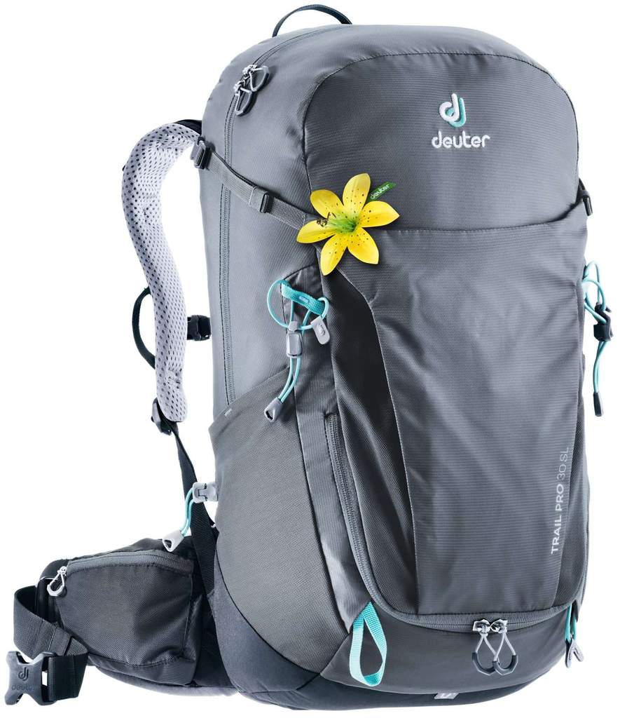 deuter 30l women's backpack Trail for Biking, Hiking & Trekking with Narrow Fit, U-Frame & Superior Breathability has a volume of 30 liters with the possibility of expanding by another 10 liters Deuter Trail Pro SL 30L