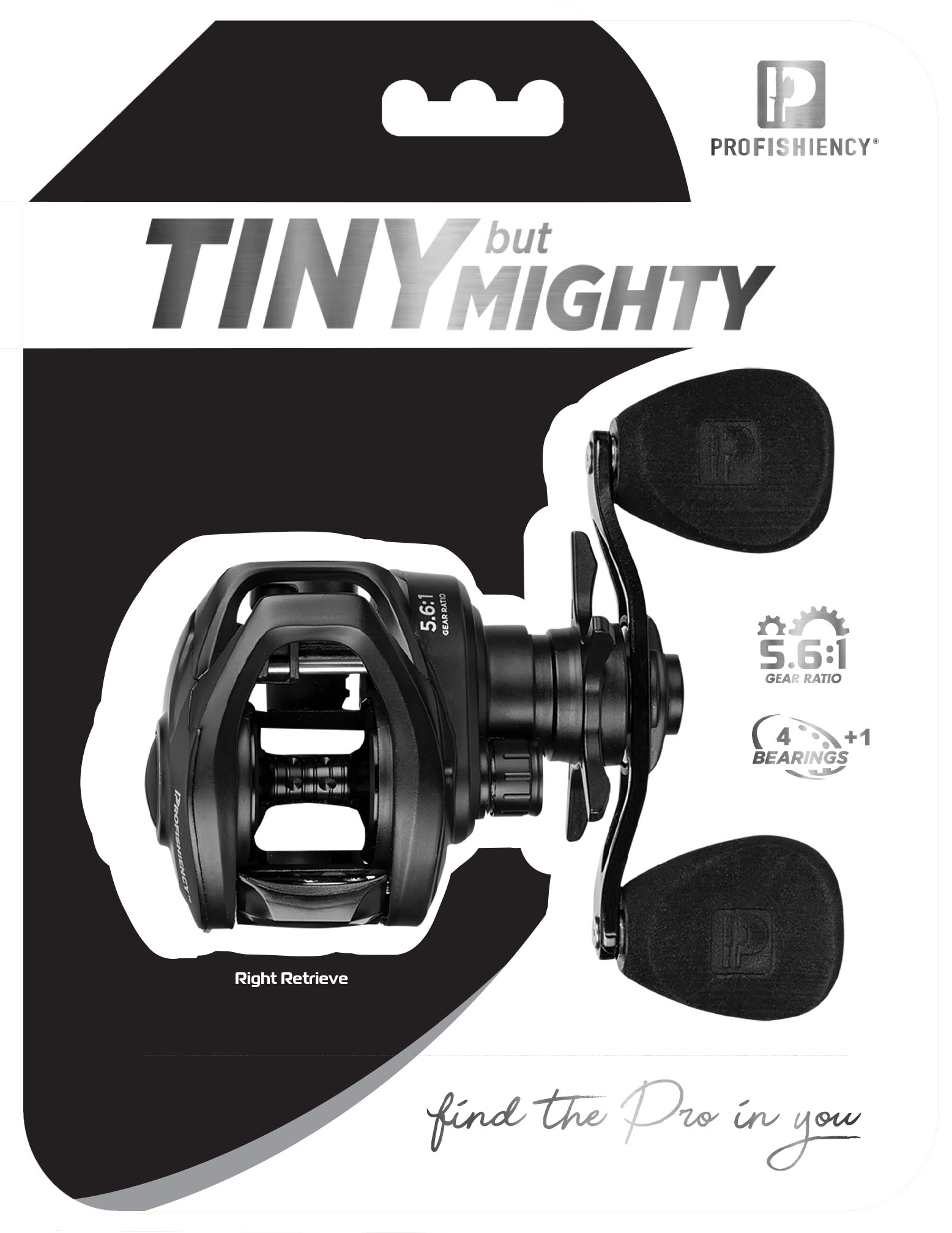 Tiny Reel ブラック Tiny Baitcast Reel Black Clam Pack | Profishiency