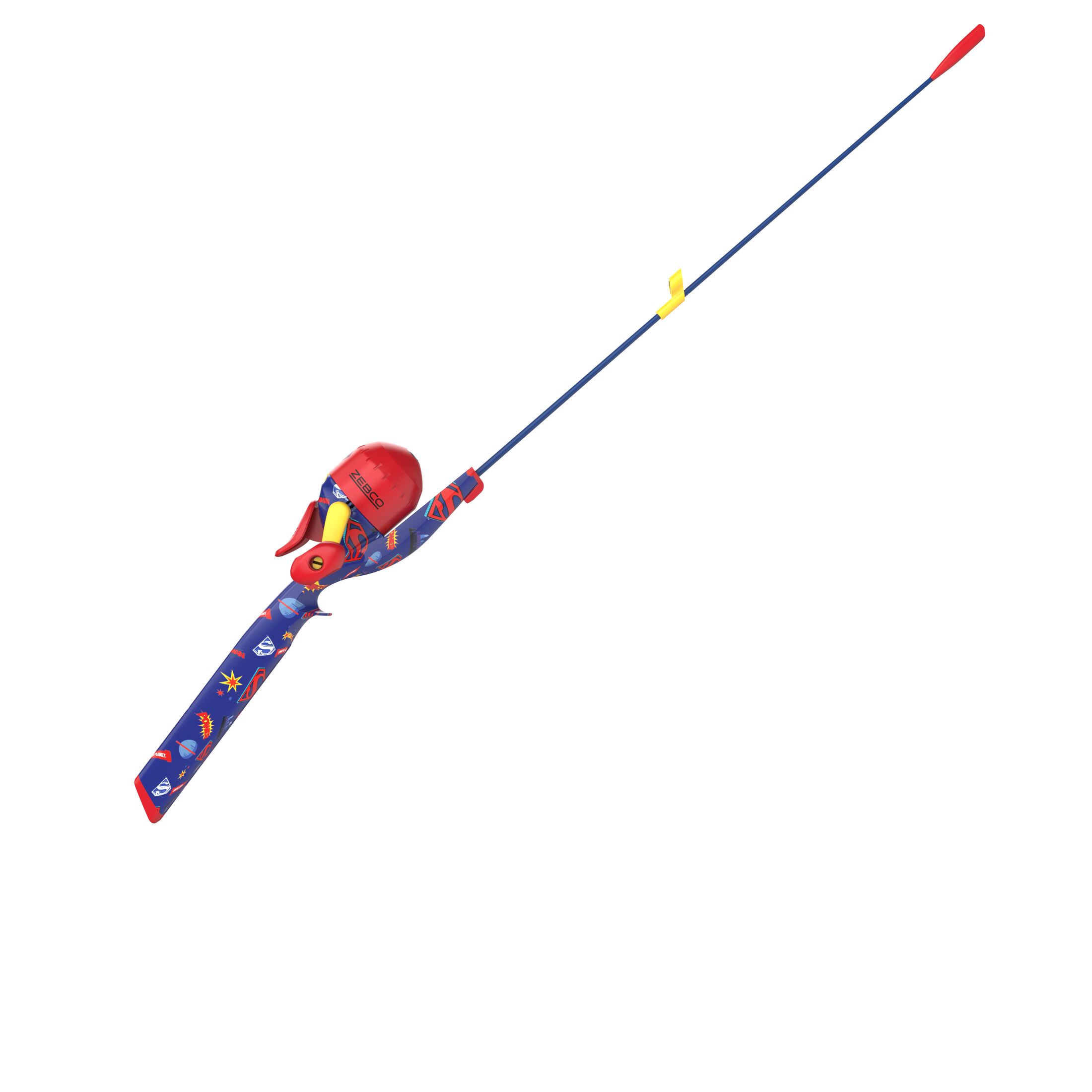 child fishing pole superhero Zebco Superman Floating Combo