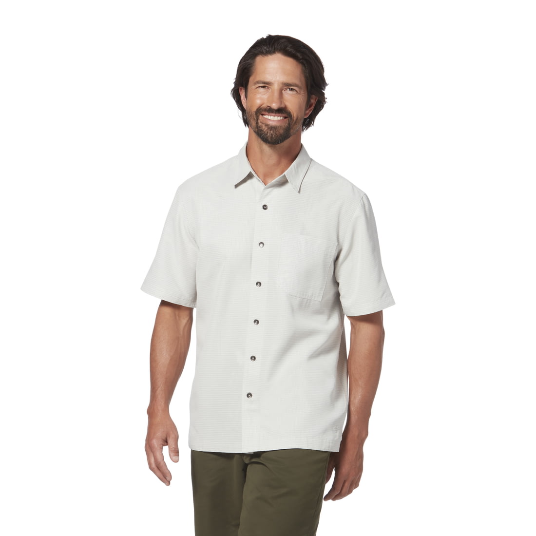 Chemise Royale Robbins Beige à Carreaux, Manches Courtes, Coton, Taille L Pour Homme, Parfaite Pour L'extérieur